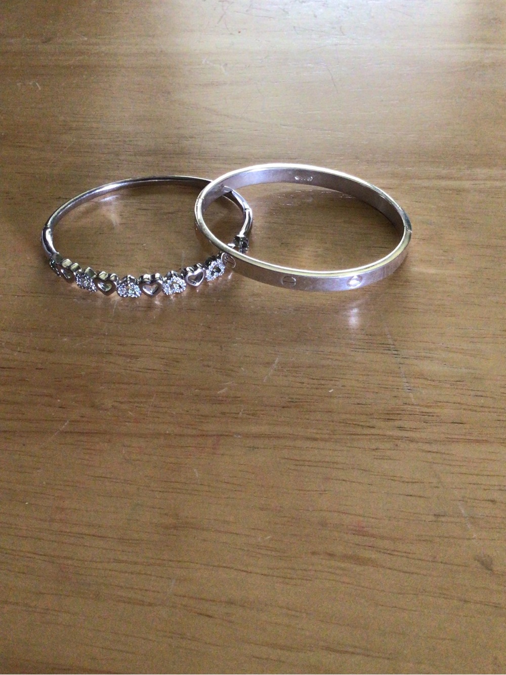 Source Unknown Silver-Tone Crystal Heart Accent and Polished Cuff Bracelet Set